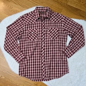 Roper Red/Black Plaid Pearl Snap Shirt, Mens XL, Great Condition